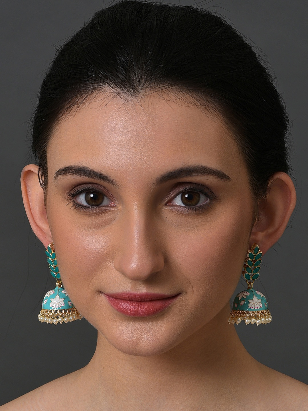 

SOHI Contemporary Jhumkas Earrings, Turquoise blue