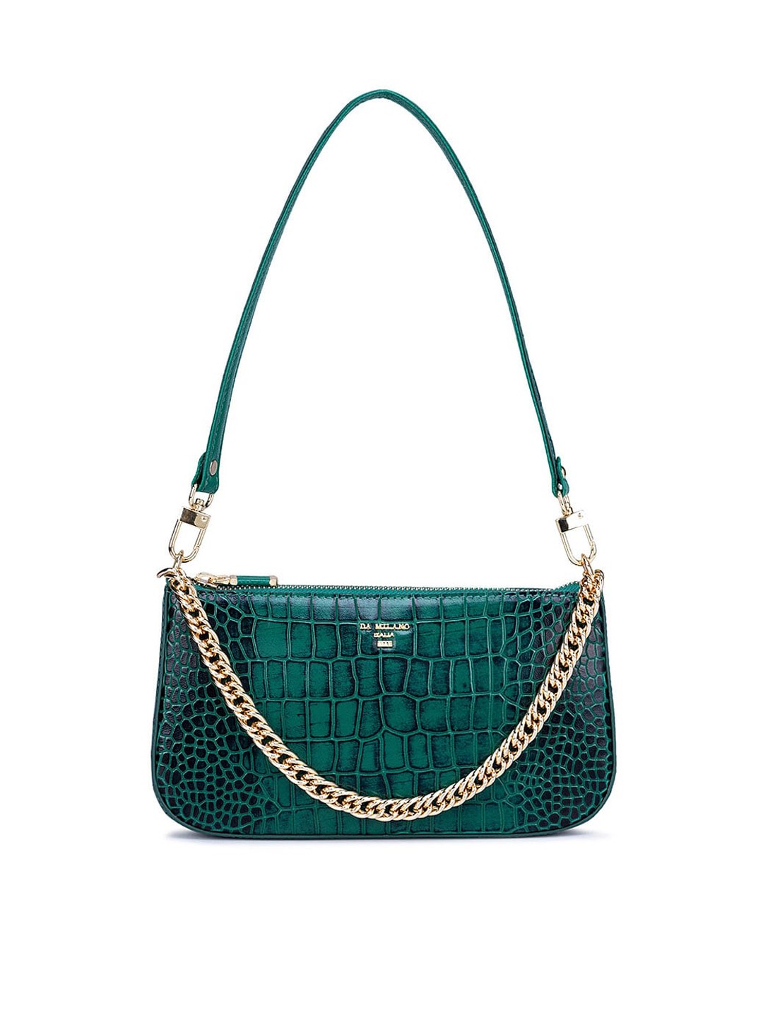 

Da Milano Animal Textured Leather Structured Sling Bag, Green