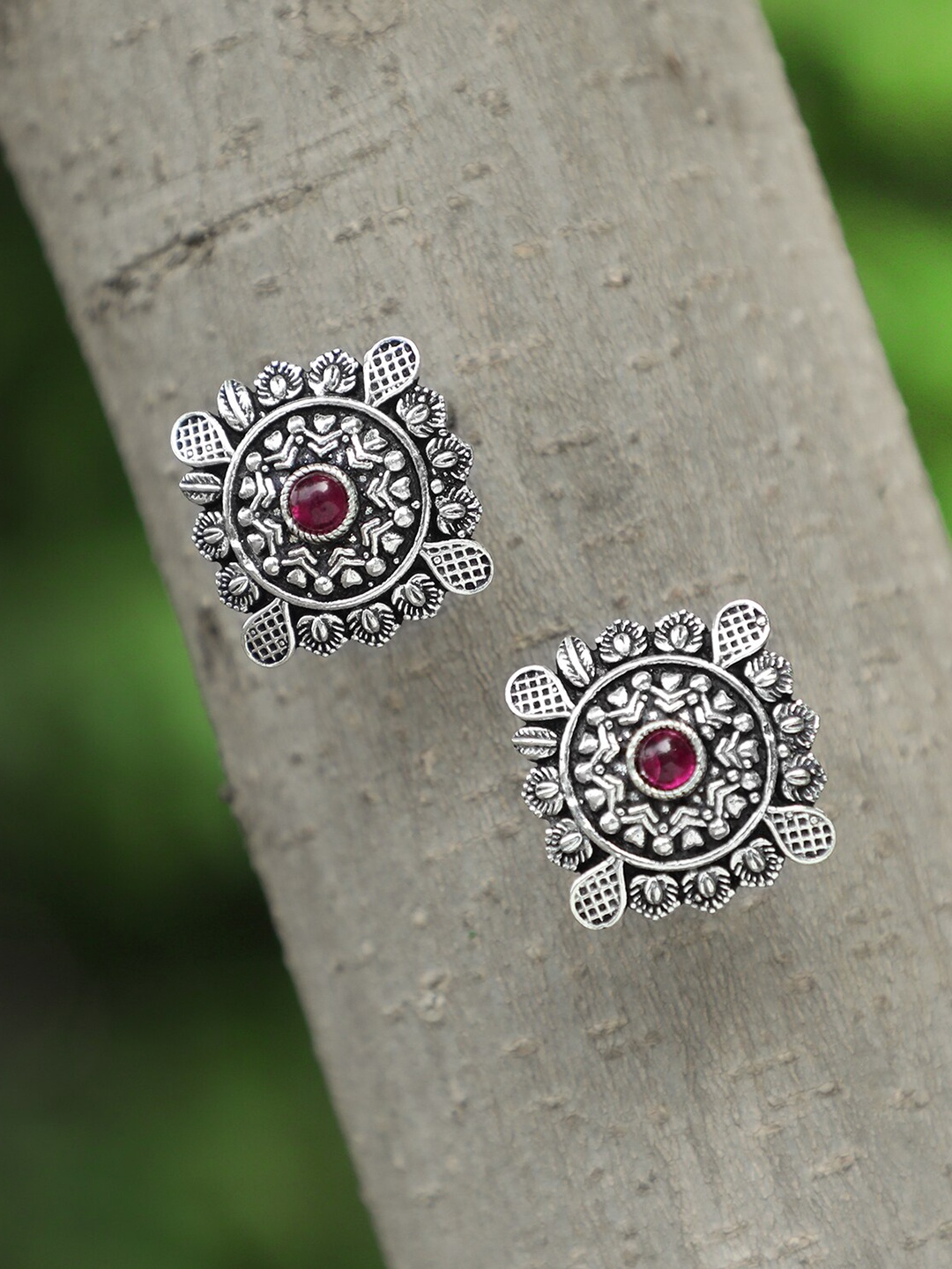 

Adwitiya Collection Silver-Toned Classic Studs Earrings
