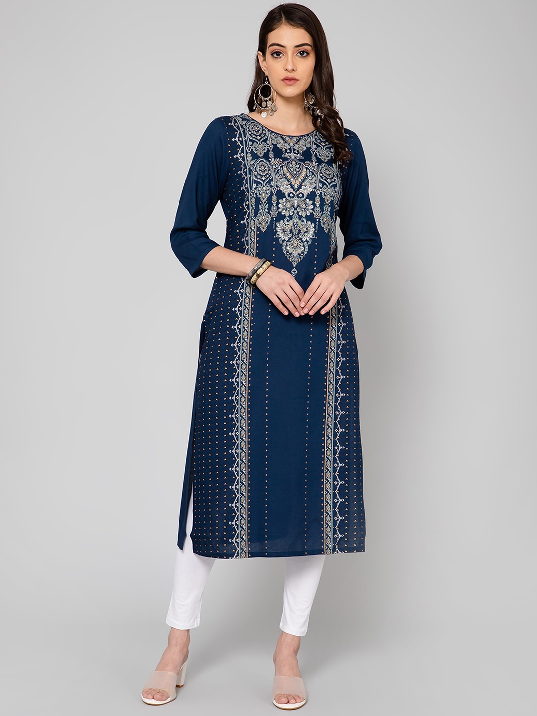 

Cantabil Ethnic Motifs Printed Kurta, Navy blue