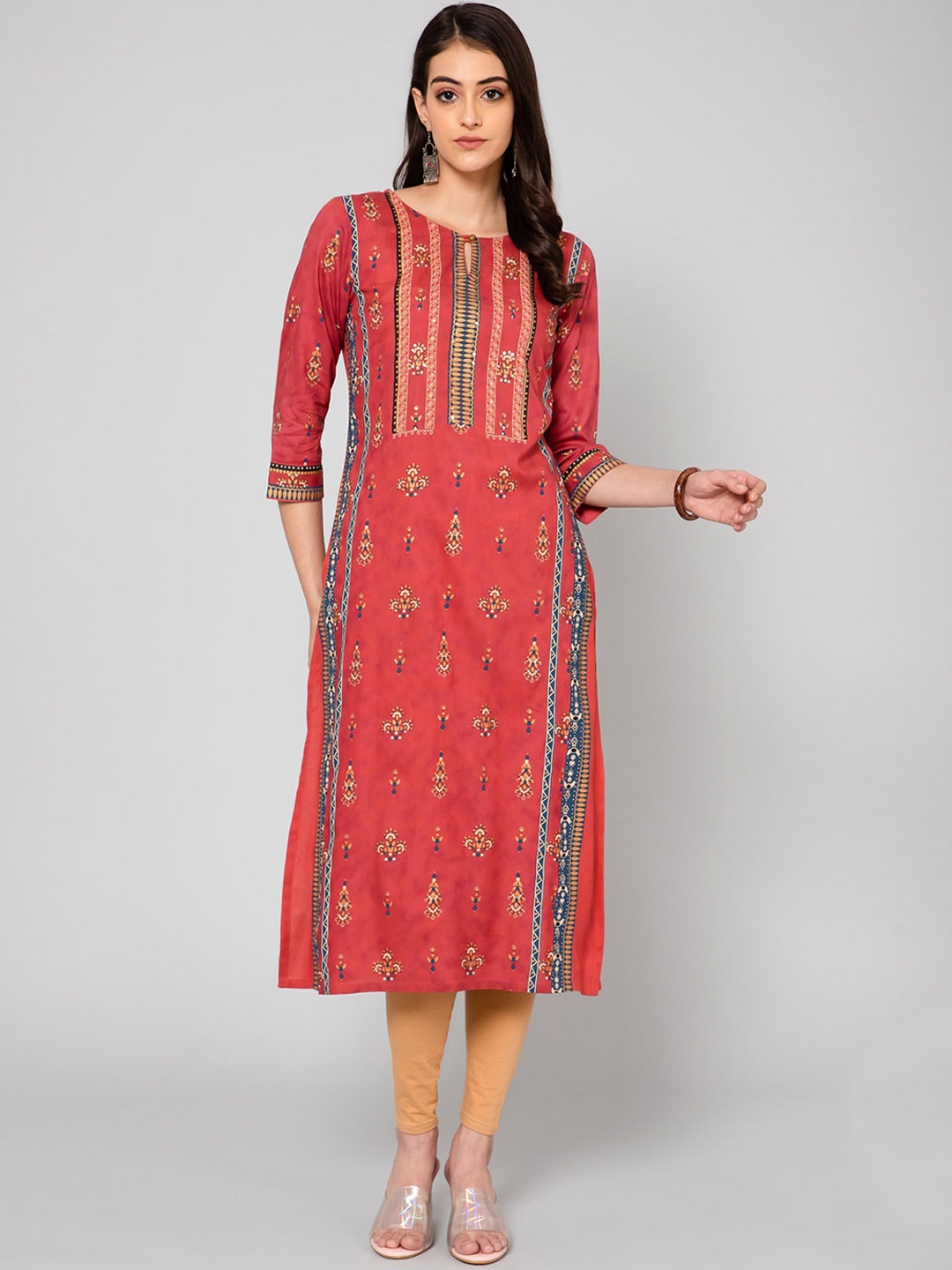 

Cantabil Geometric Printed Cotton Kurta, Maroon