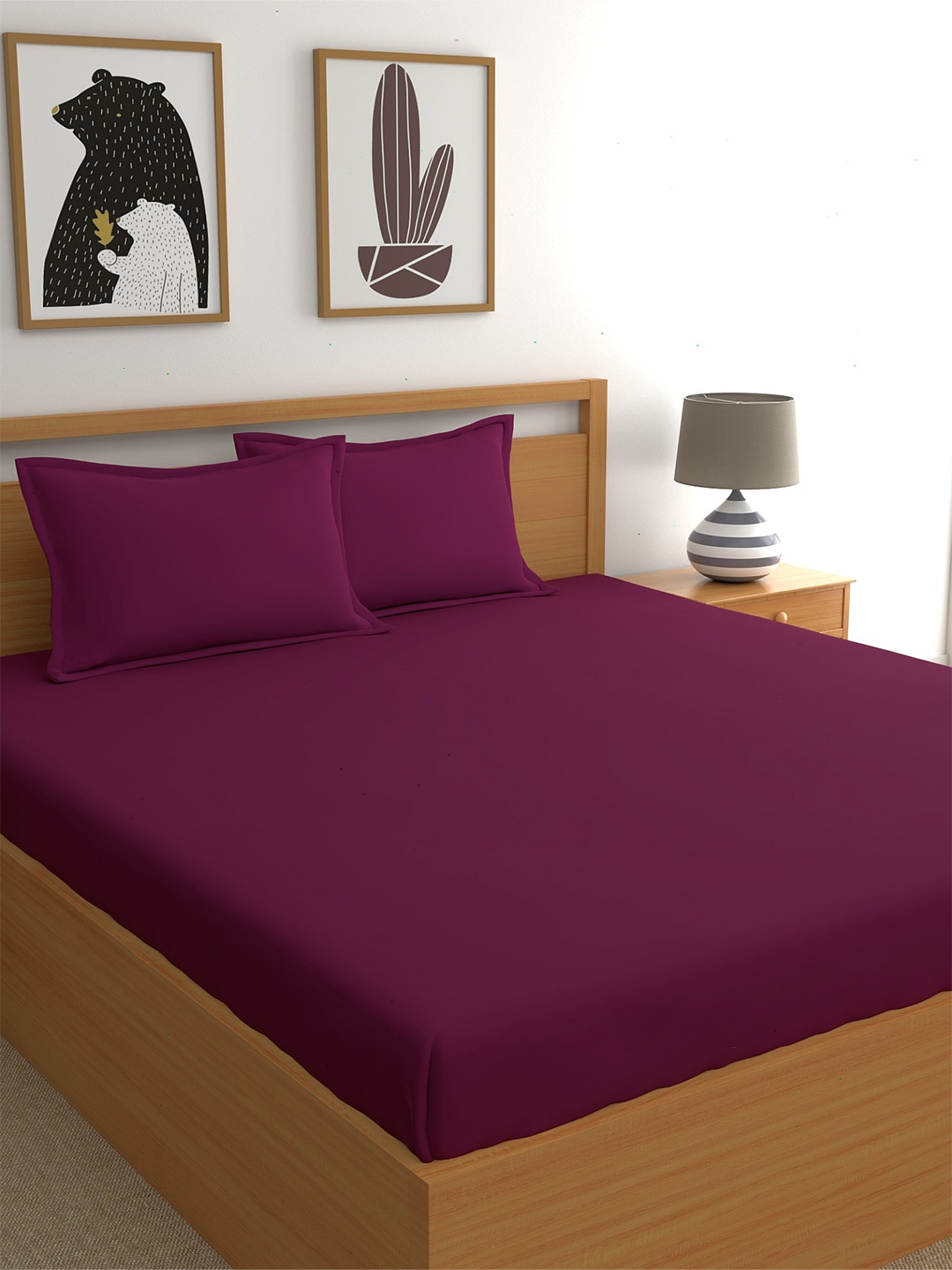 

Dreamscape Maroon 400 TC King Cotton Bedsheet with 2 Pillow Covers