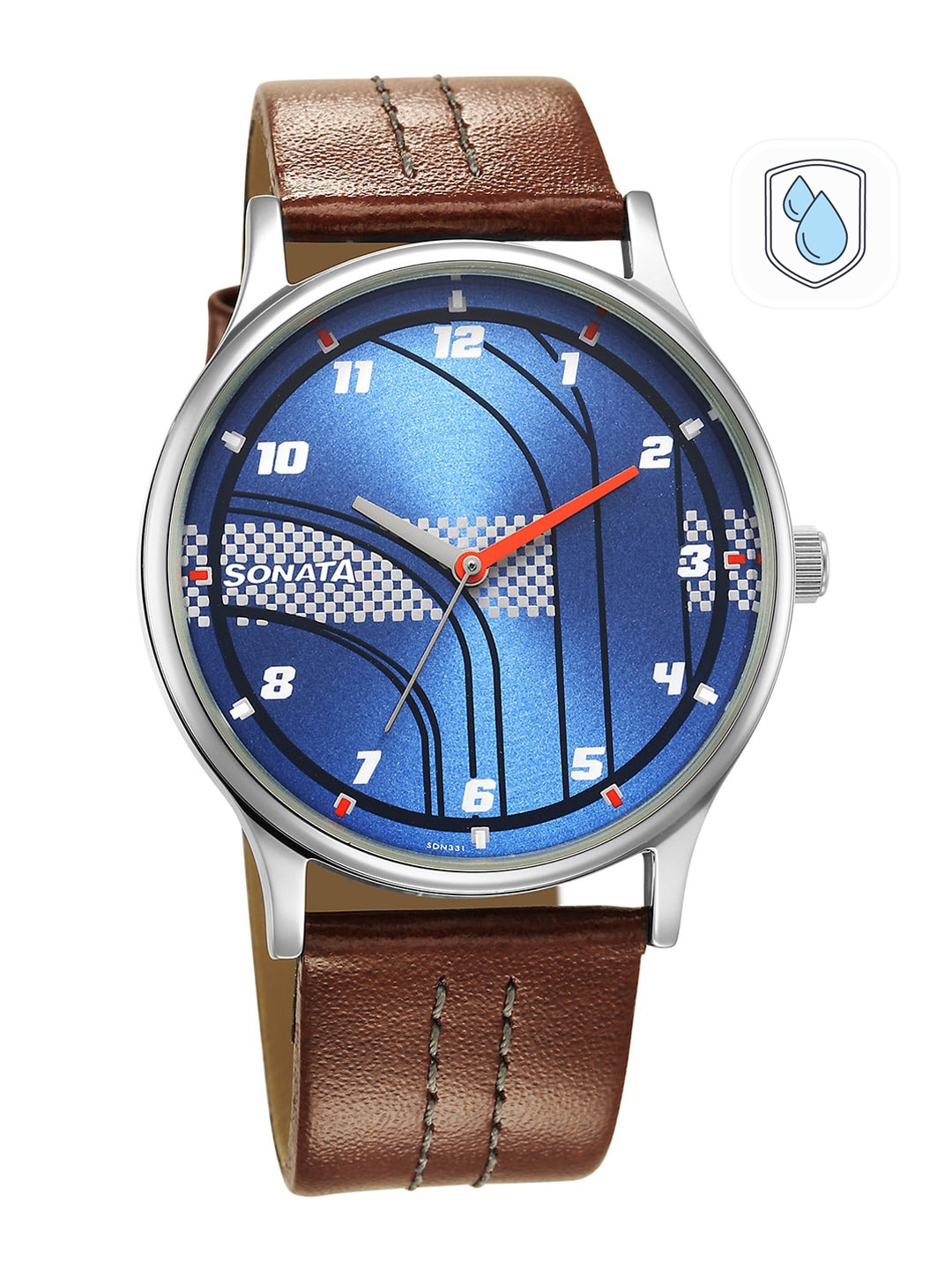 

Sonata Men Blue Brass Dial & Brown Leather Straps Analogue Watch