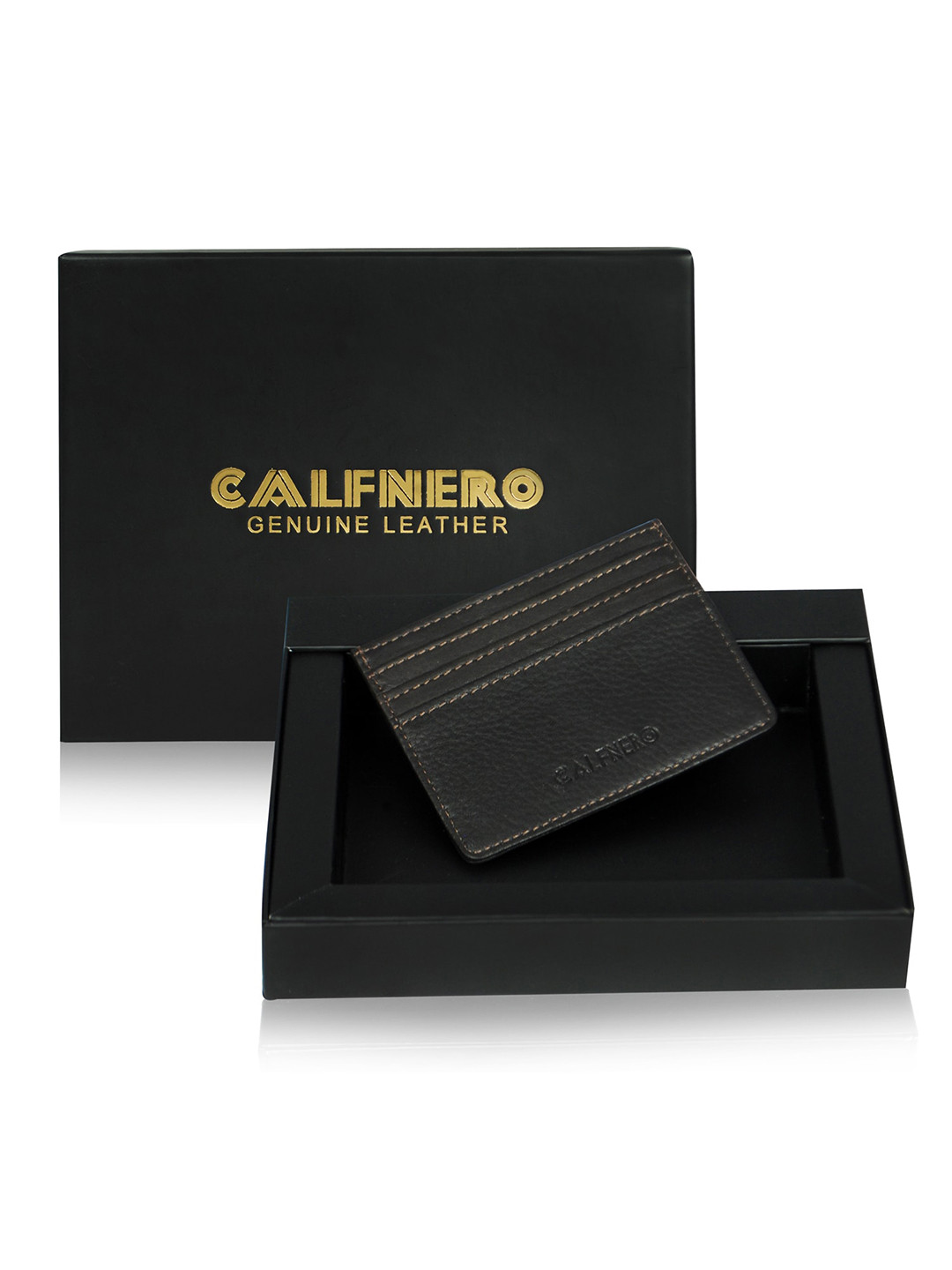 

CALFNERO Leather Card Holder, Brown