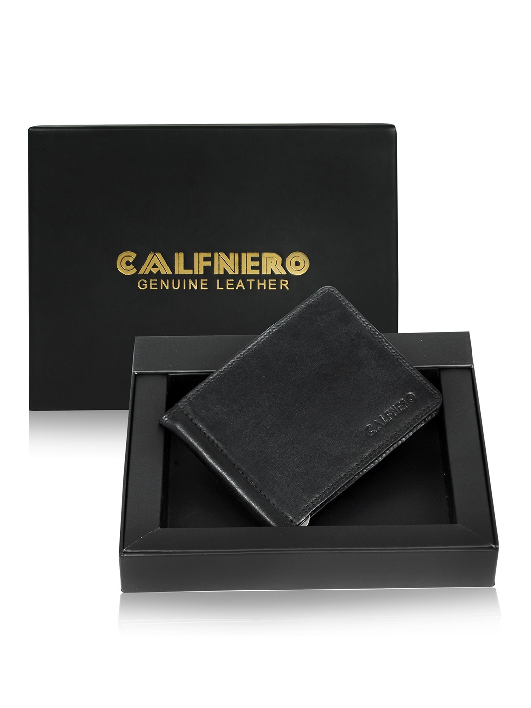 

CALFNERO Unisex Leather Card Holder, Black