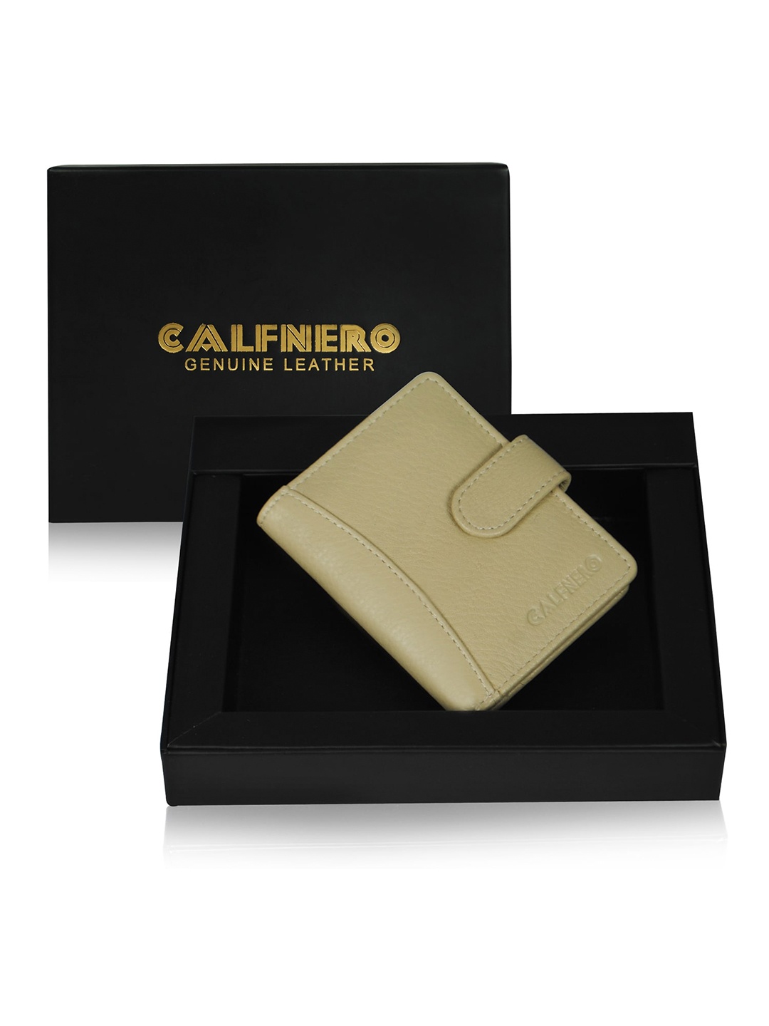 

CALFNERO Unisex Cream-Coloured Leather Card Holder