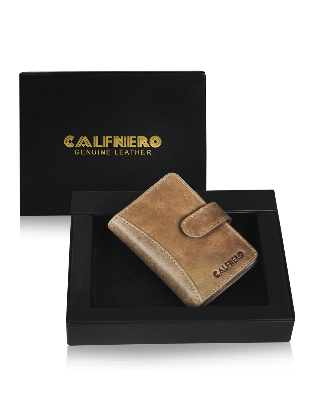

CALFNERO Unisex Leather Card Holder, Brown