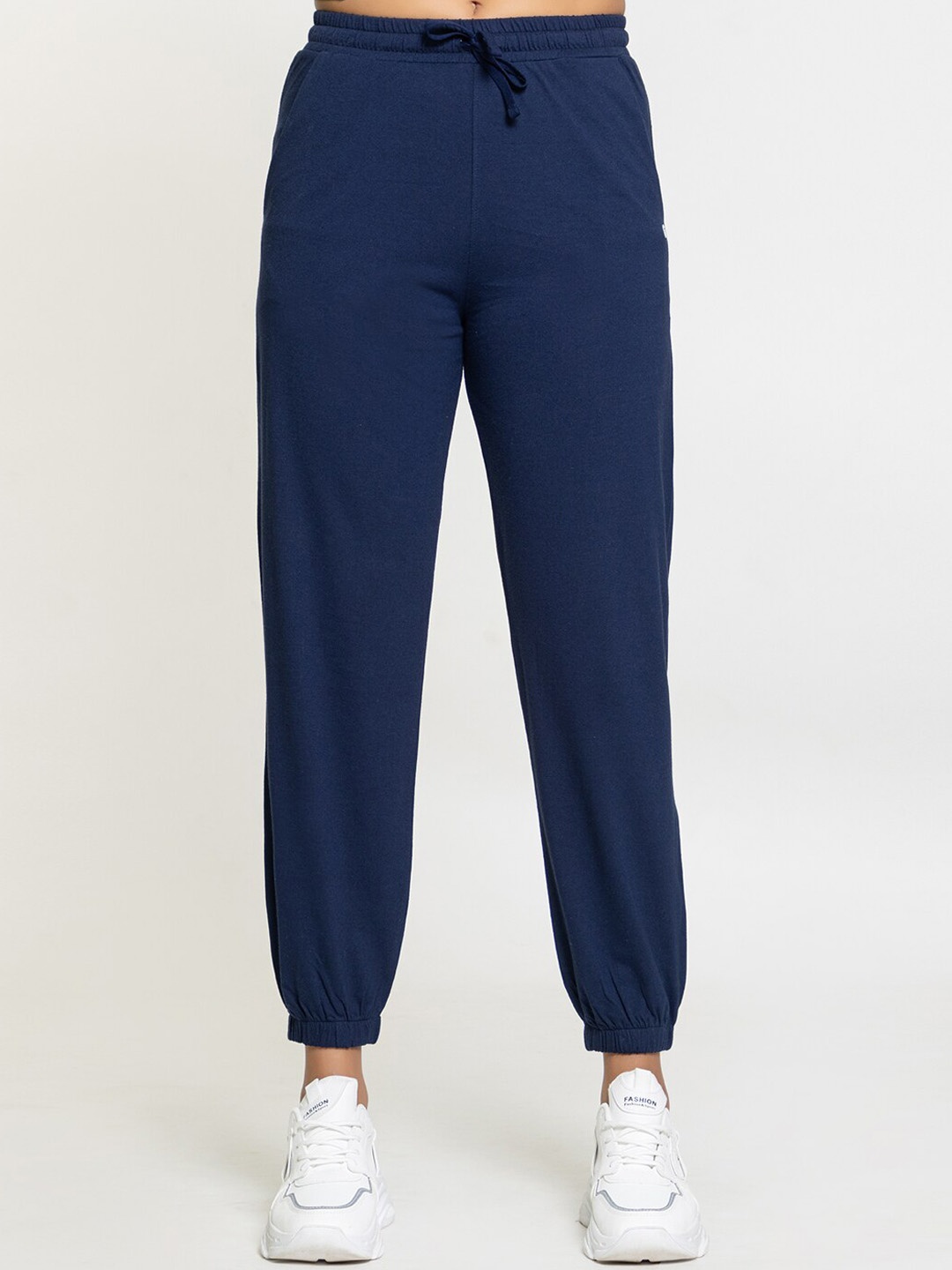 

FEMEA Women Cotton Joggers, Navy blue