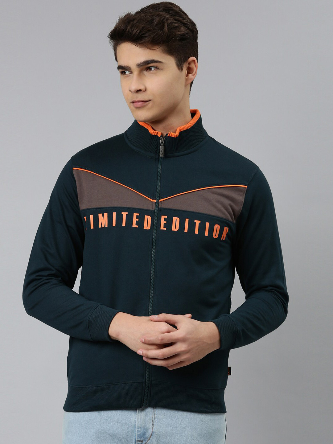 

DIXCY SCOTT Men Typography Fleece Sporty Jacket, Teal