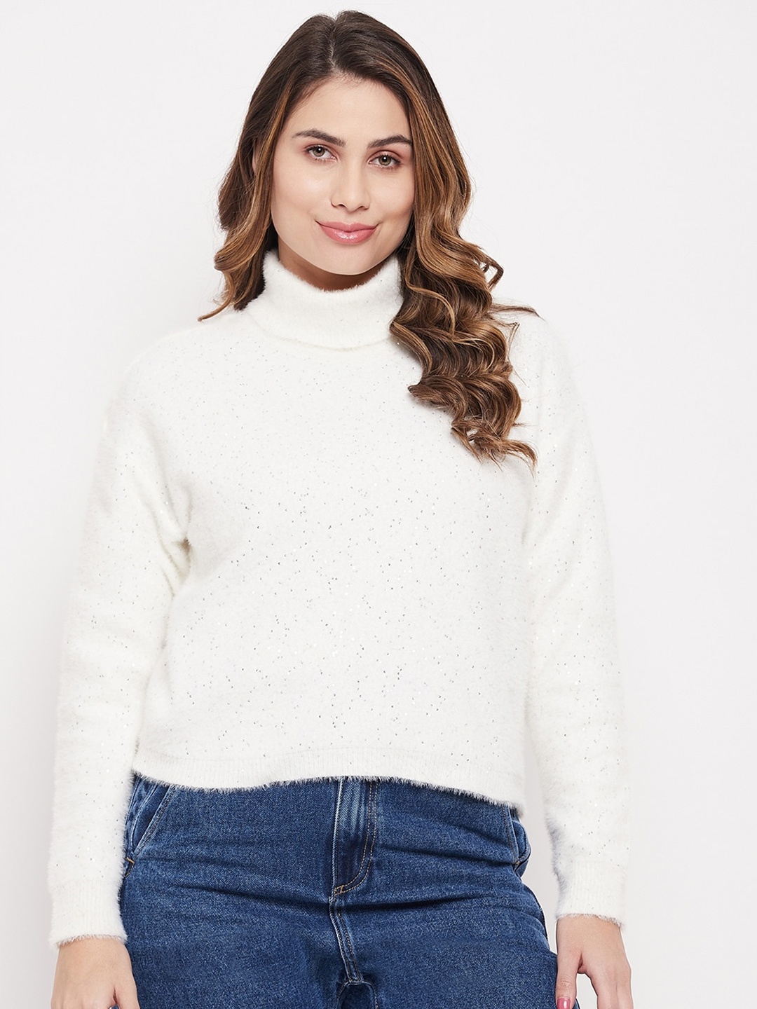 

Madame Women Acrylic Turtle Neck Pullover, Off white