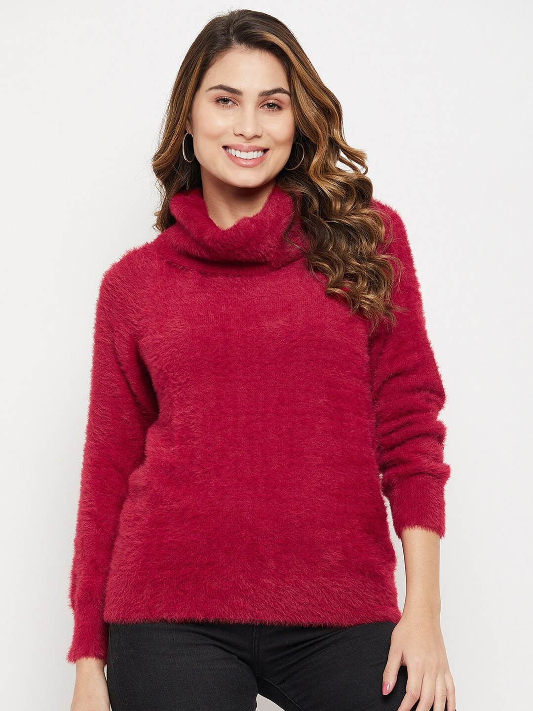 

Madame Women Acrylic Turtle Neck Pullover, Red