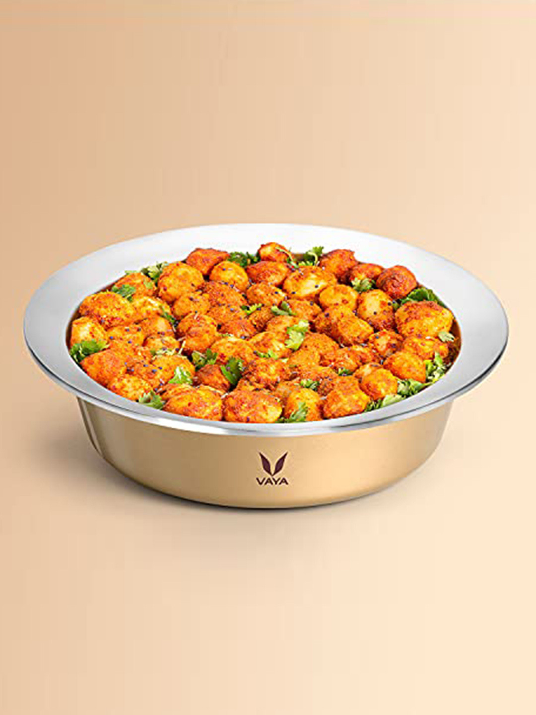 

Vaya Stainless Steel Casserole With Glass Lid 1.1 Litre, Gold