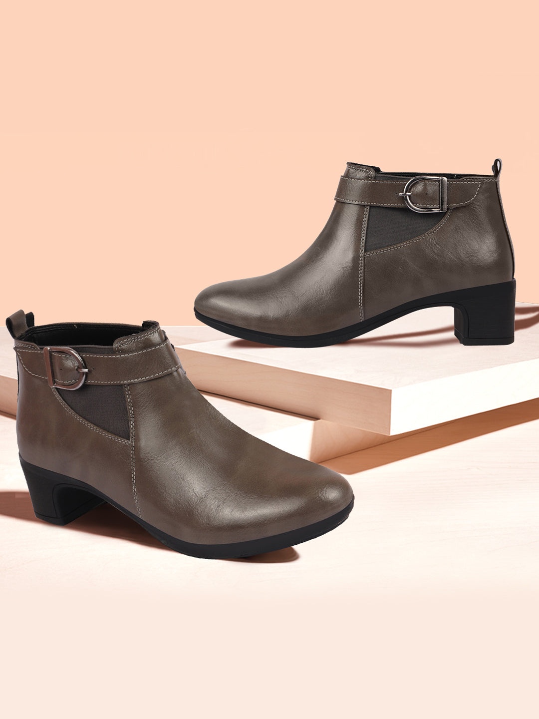 

FAUSTO Women Mid-Top Chelsea Boots, Brown