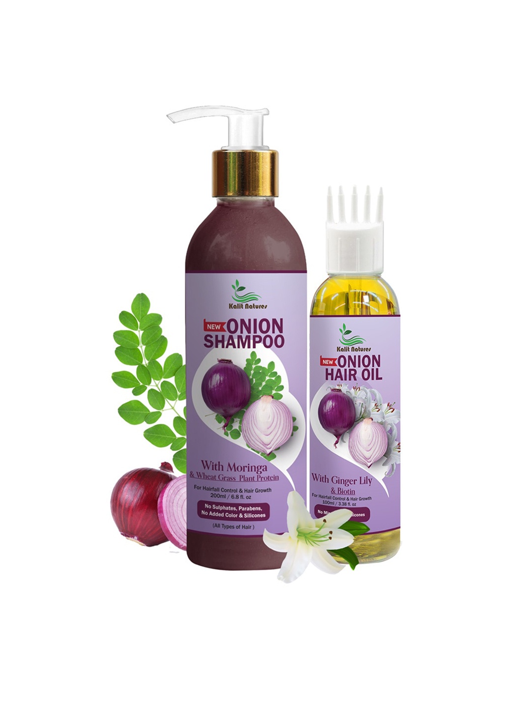 

Kalit Natures Combo Of Onion Shampoo 200ML & Onion Hair Oil 100ML, Purple