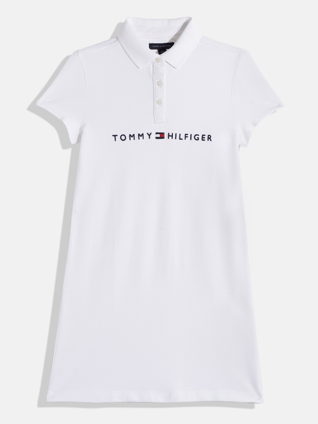 

Tommy Hilfiger Girls Brand Logo Embroidered A-Line Dress, White