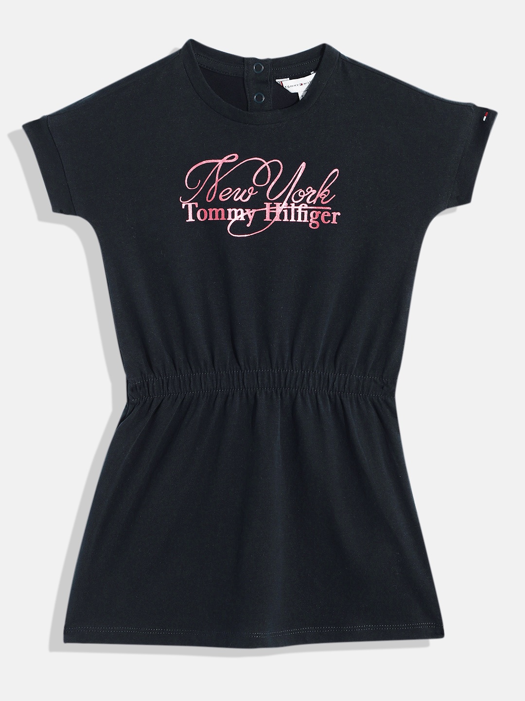 

Tommy Hilfiger Girls Brand Logo Printed Knitted Fit & Flare Dresss, Navy blue