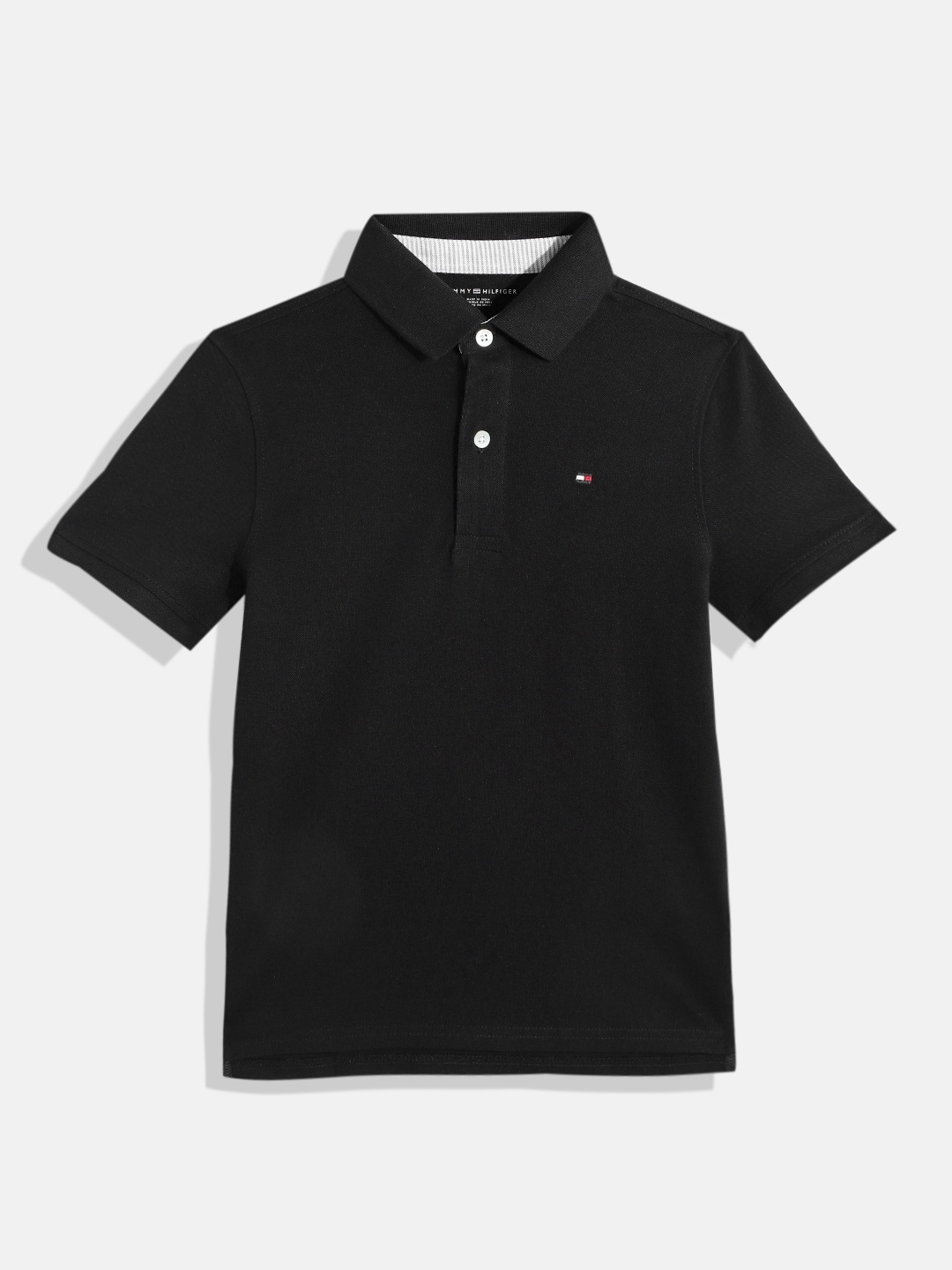 

Tommy Hilfiger Boys Solid Polo Collar T-shirt, Black