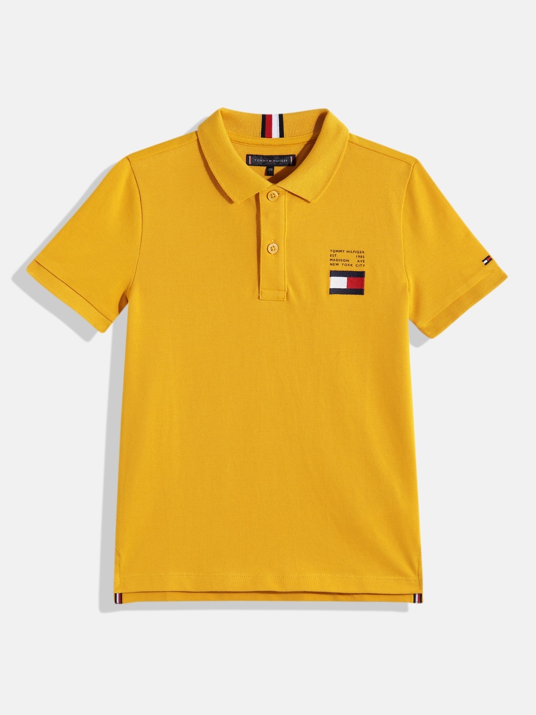 

Tommy Hilfiger Boys Polo Collar Pure Cotton Sustainable T-shirt, Yellow