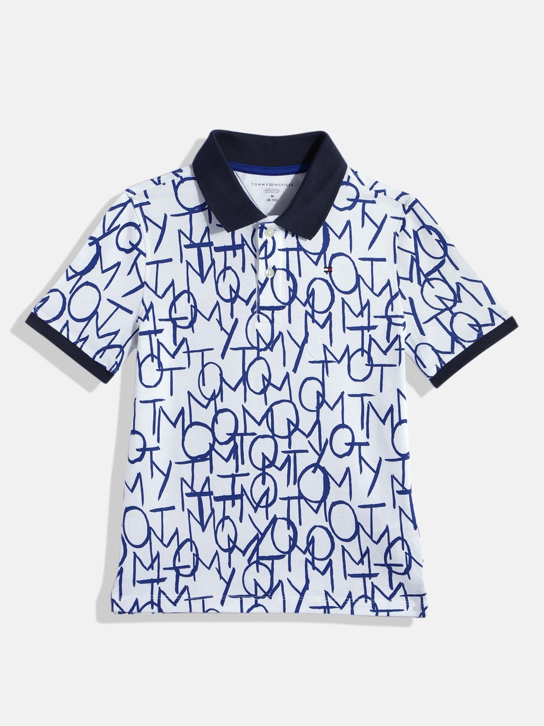 

Tommy Hilfiger Boys Brand Logo Printed Polo Collar Pure Cotton T-shirt, White