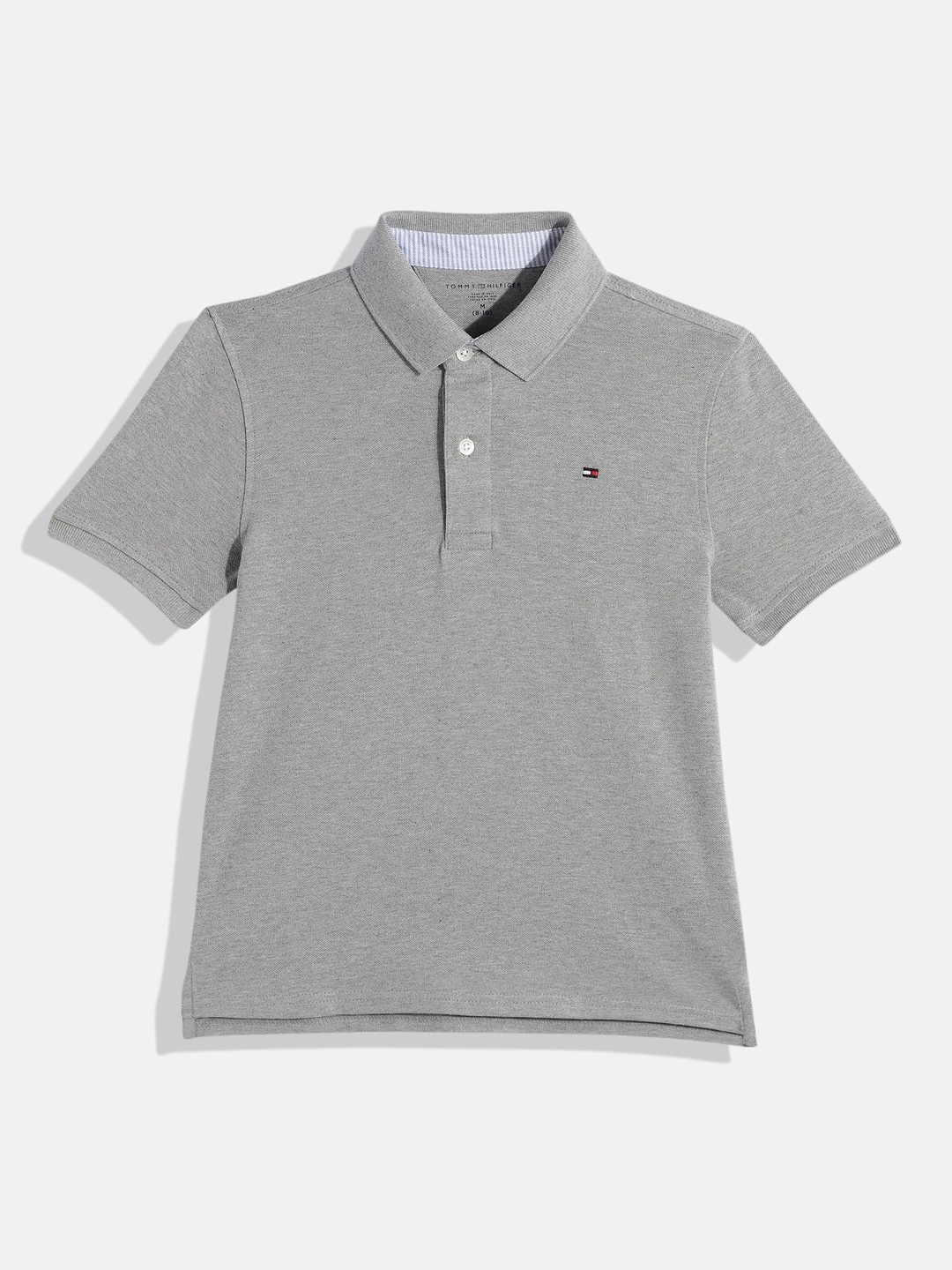 

Tommy Hilfiger Boys Solid Polo Collar T-shirt, Grey melange