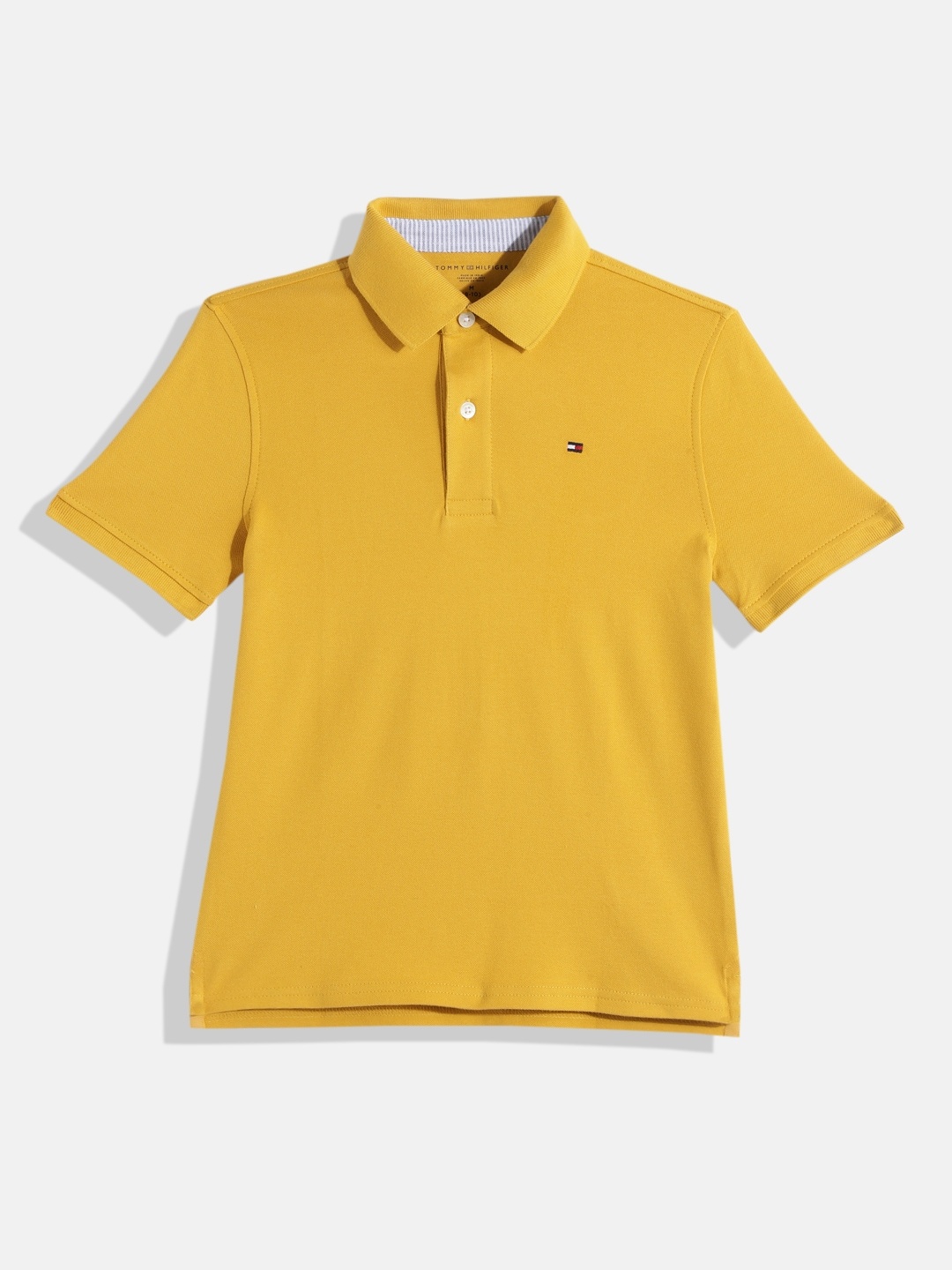 

Tommy Hilfiger Boys Solid Polo Collar T-shirt, Mustard