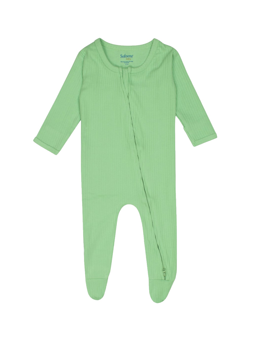 

Softsens Infants Ribbed Zipper Romper, Lime green