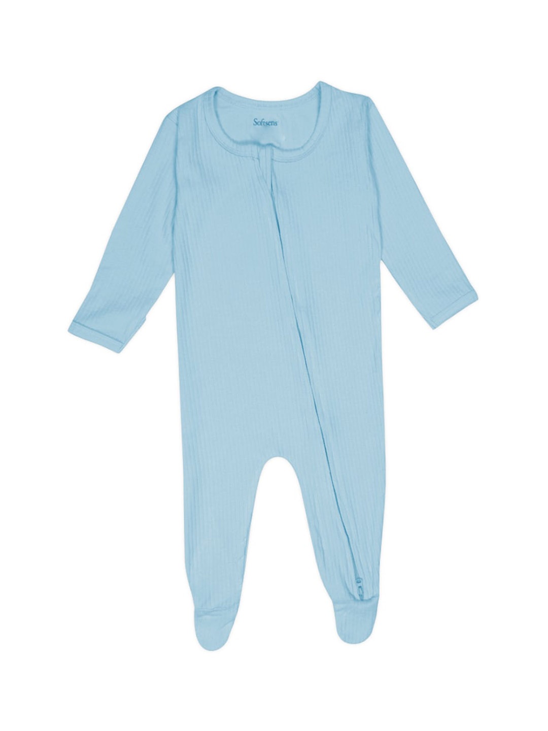 

Softsens Infants Ribbed Zipper Romper, Blue