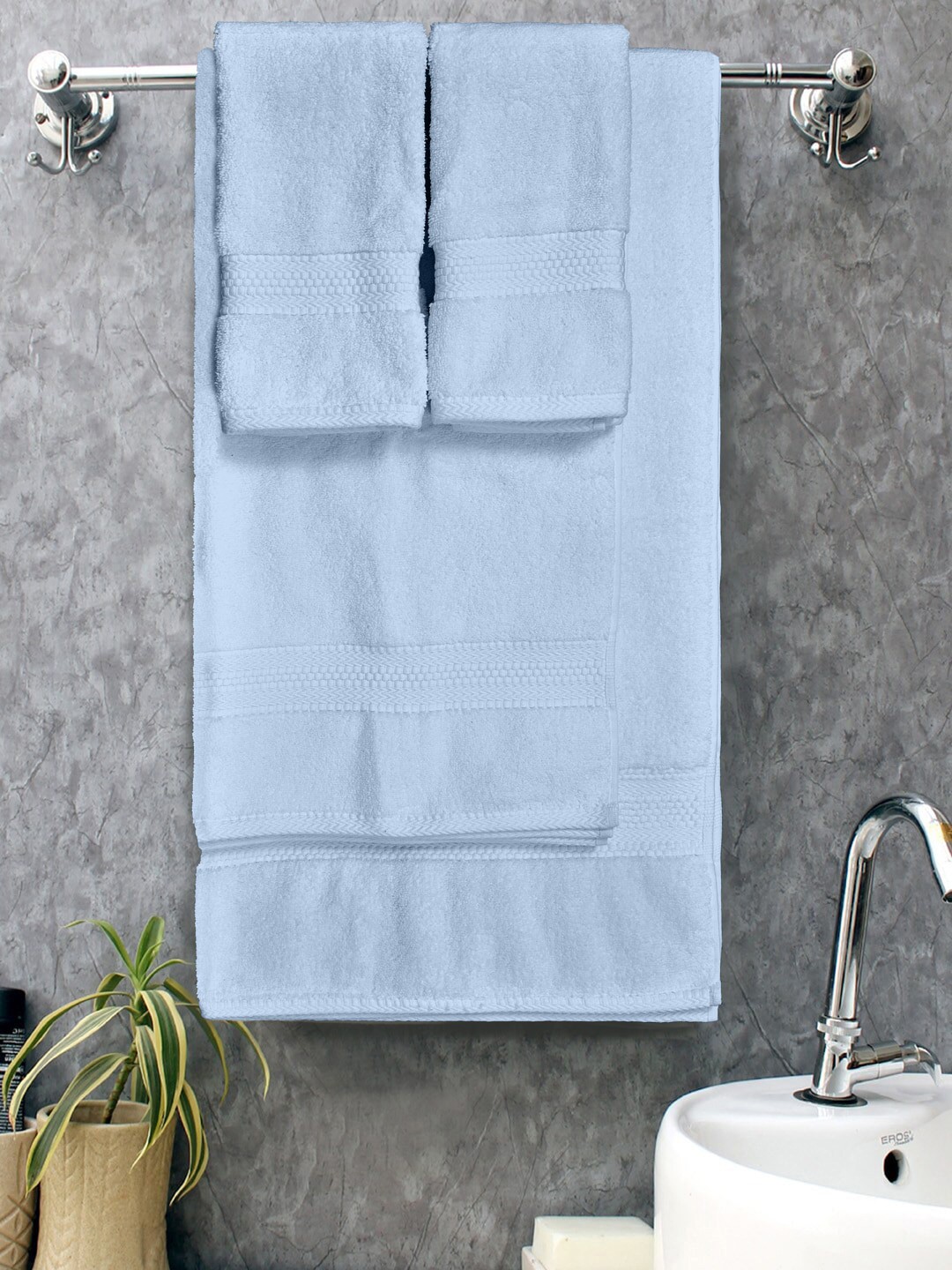 

BOMBAY DYEING Set Of 4 Cotton 600 GSM Soft & Durable Towel Set, Turquoise blue