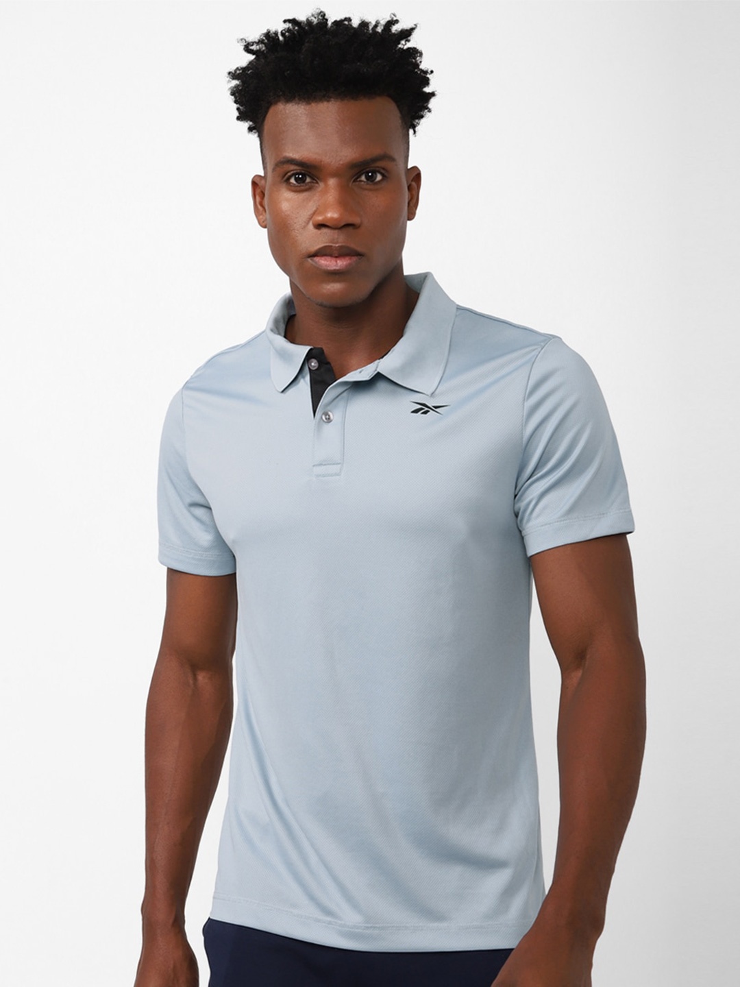 

Reebok Men Planned Production Act Bas Polo Collar Slim Fit T-shirt, Grey