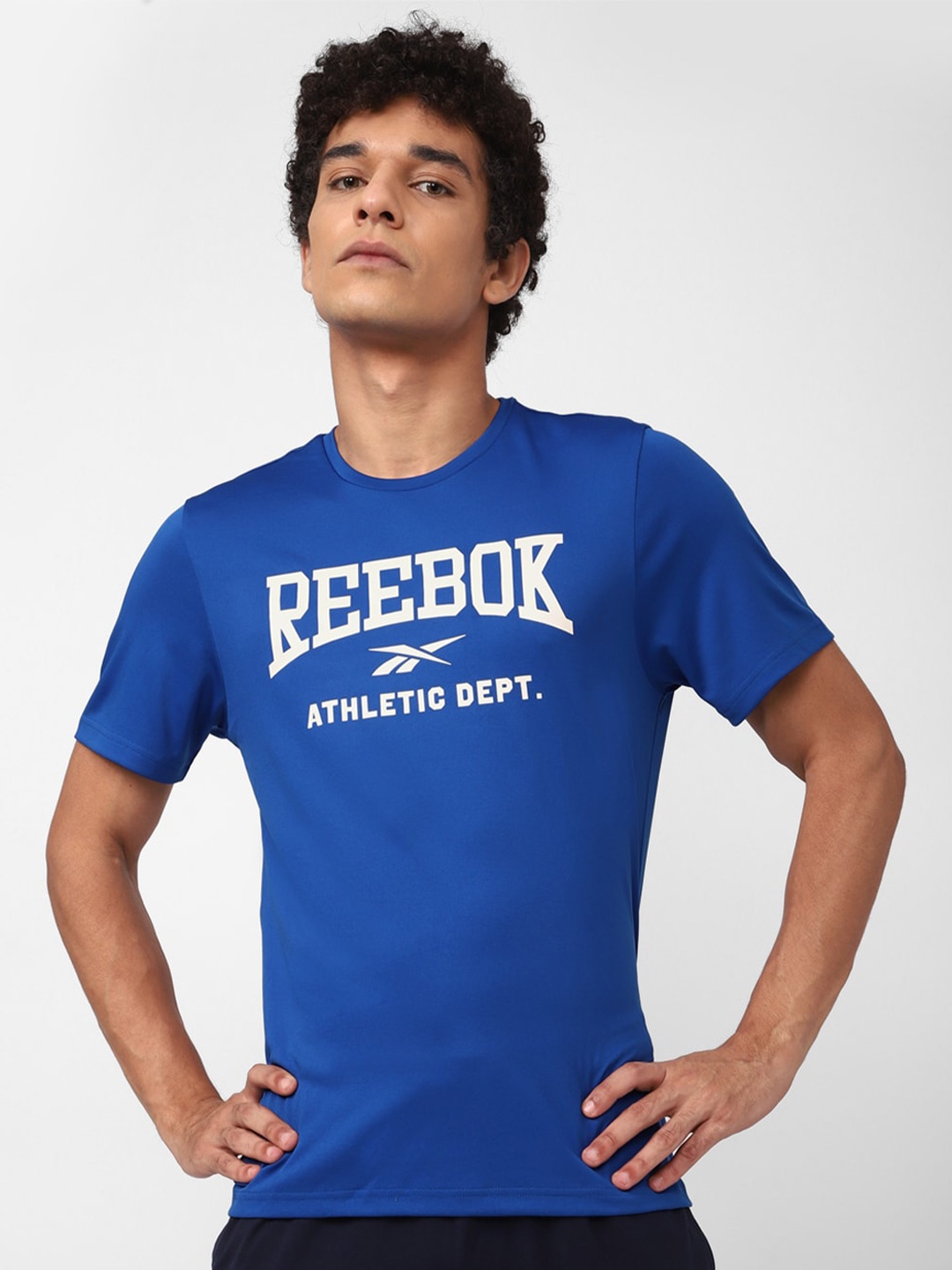 

Reebok Men Typography Printed Slim Fit T-shirt, Blue