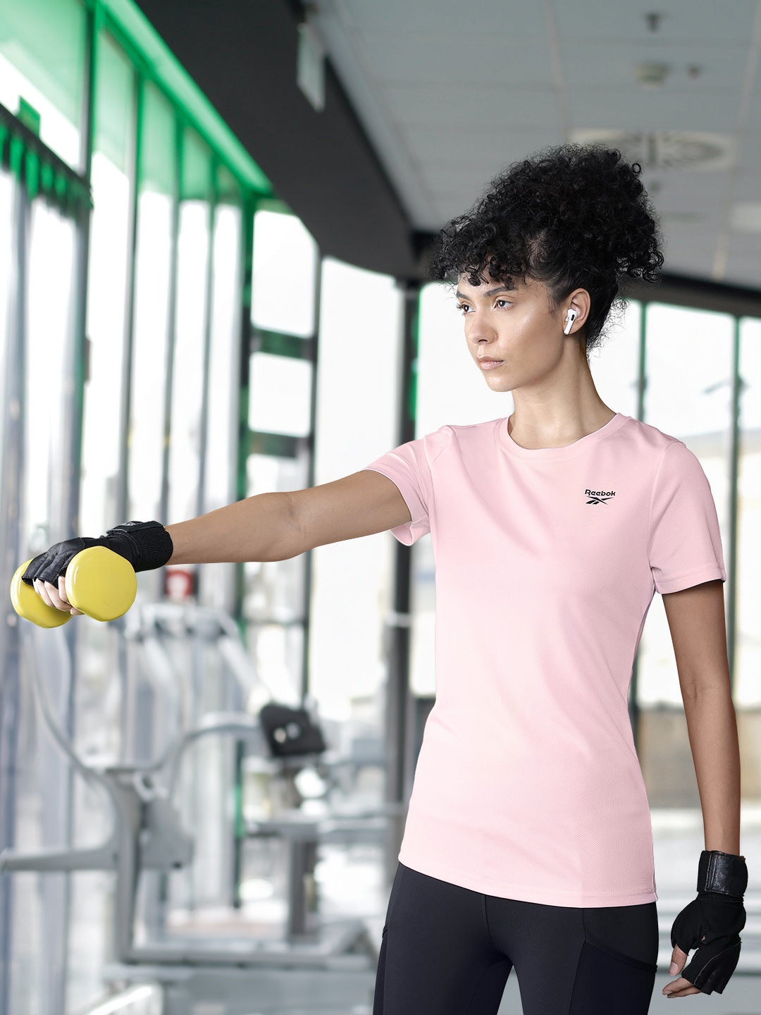 

Reebok Women Round Neck Regular Fit T-shirt, Pink
