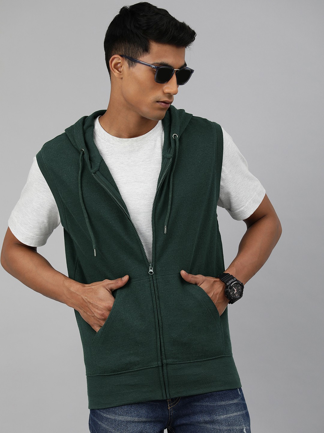 

Huetrap Men Solid Knitted Hooded Sweatshirt, Teal