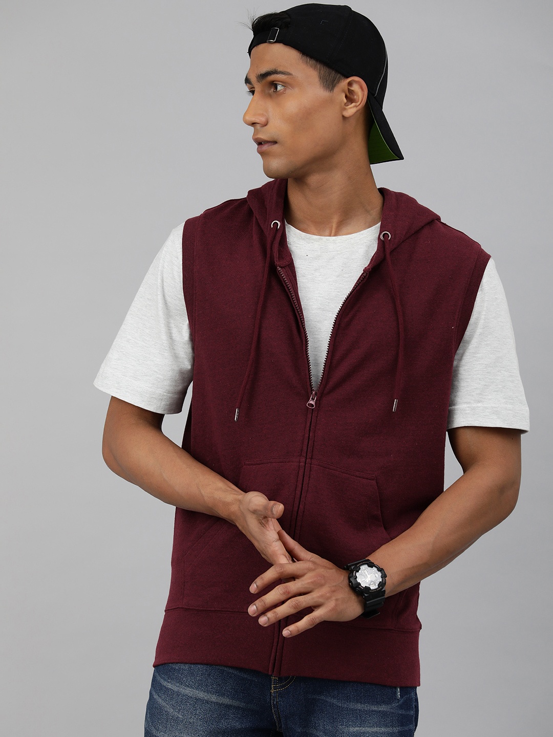 

Huetrap Men Cotton Hooded Sweatshirt, Maroon