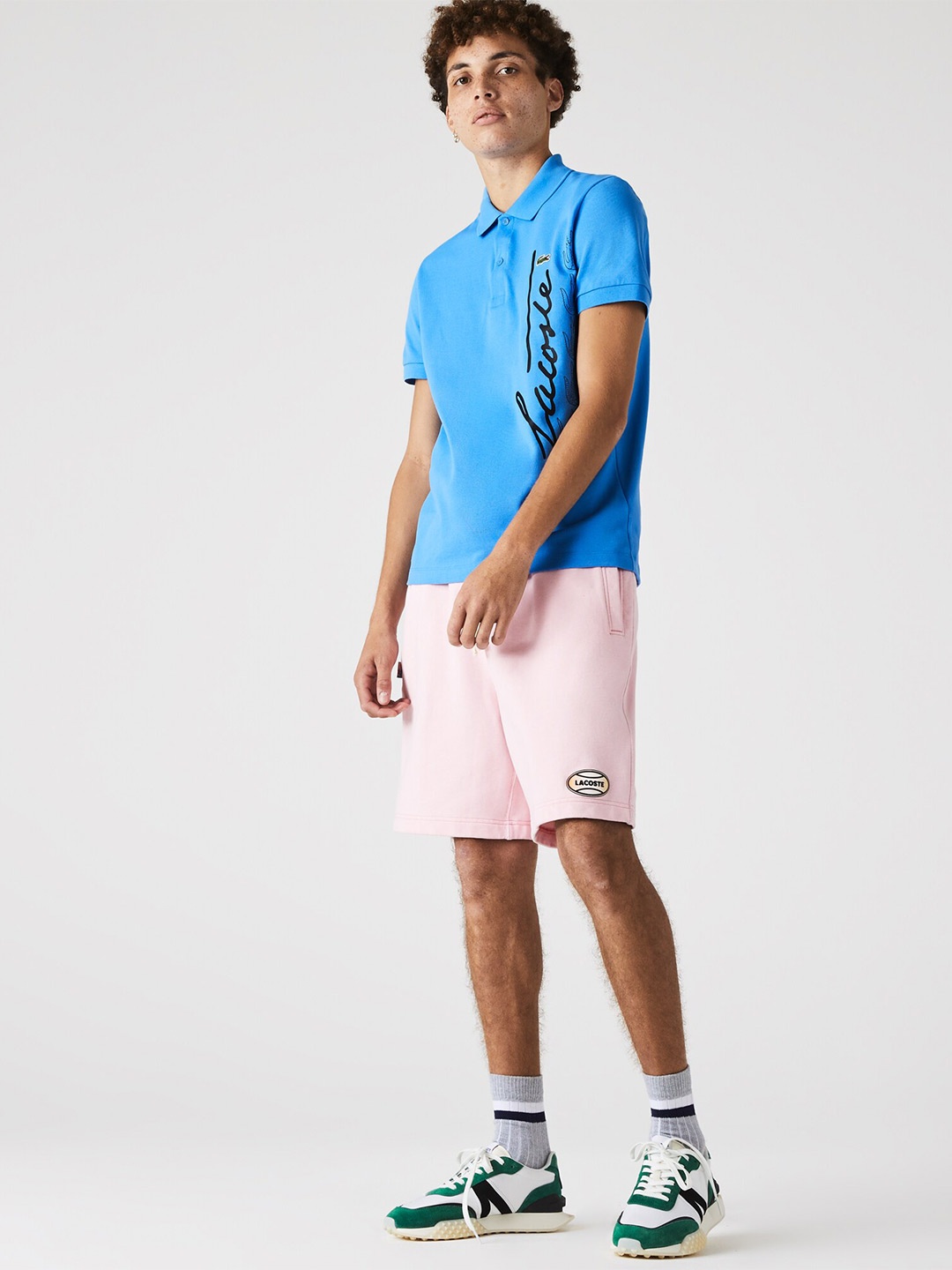 

Lacoste Men Typography Printed Pure Cotton Polo Collar T-shirt, Blue