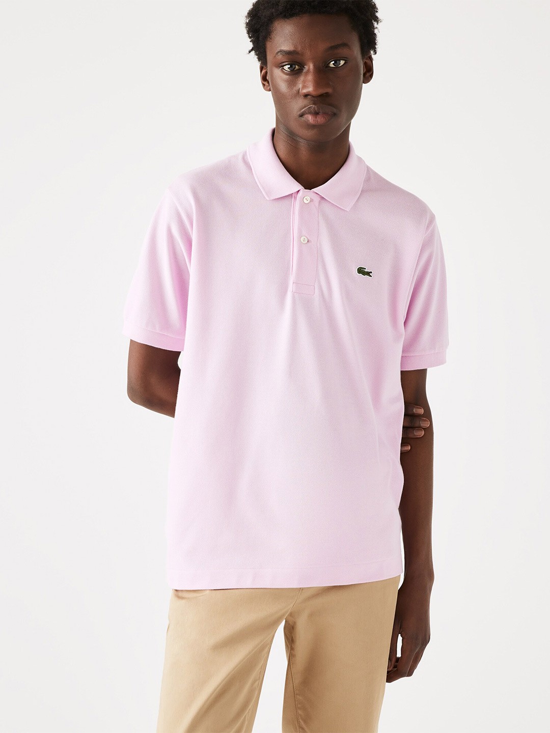 

Lacoste Men Pure Cotton Polo Collar T-shirt, Pink