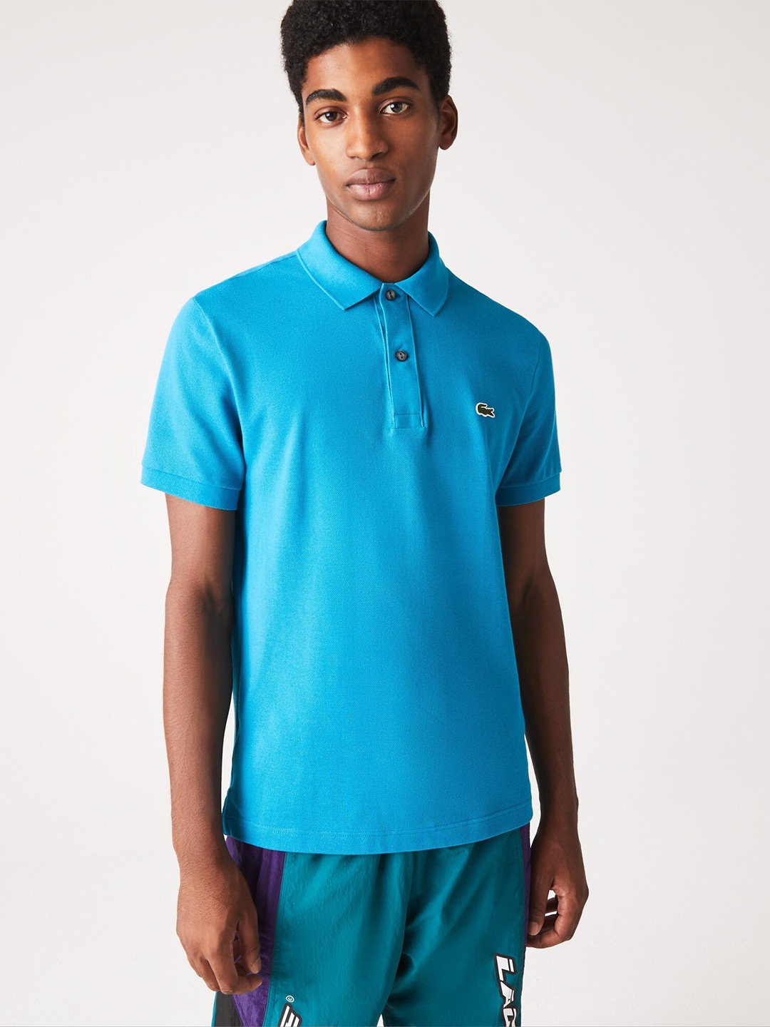 

Lacoste Men Pure Cotton Polo Collar Slim Fit T-shirt, Blue