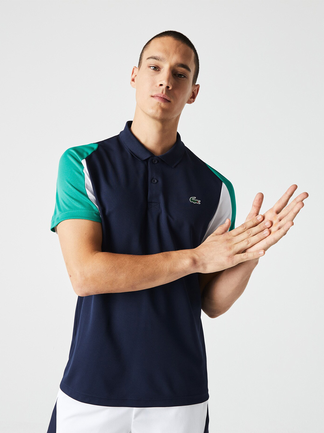

Lacoste Men Colourblocked Regular Fit Polo Collar T-shirt, Navy blue