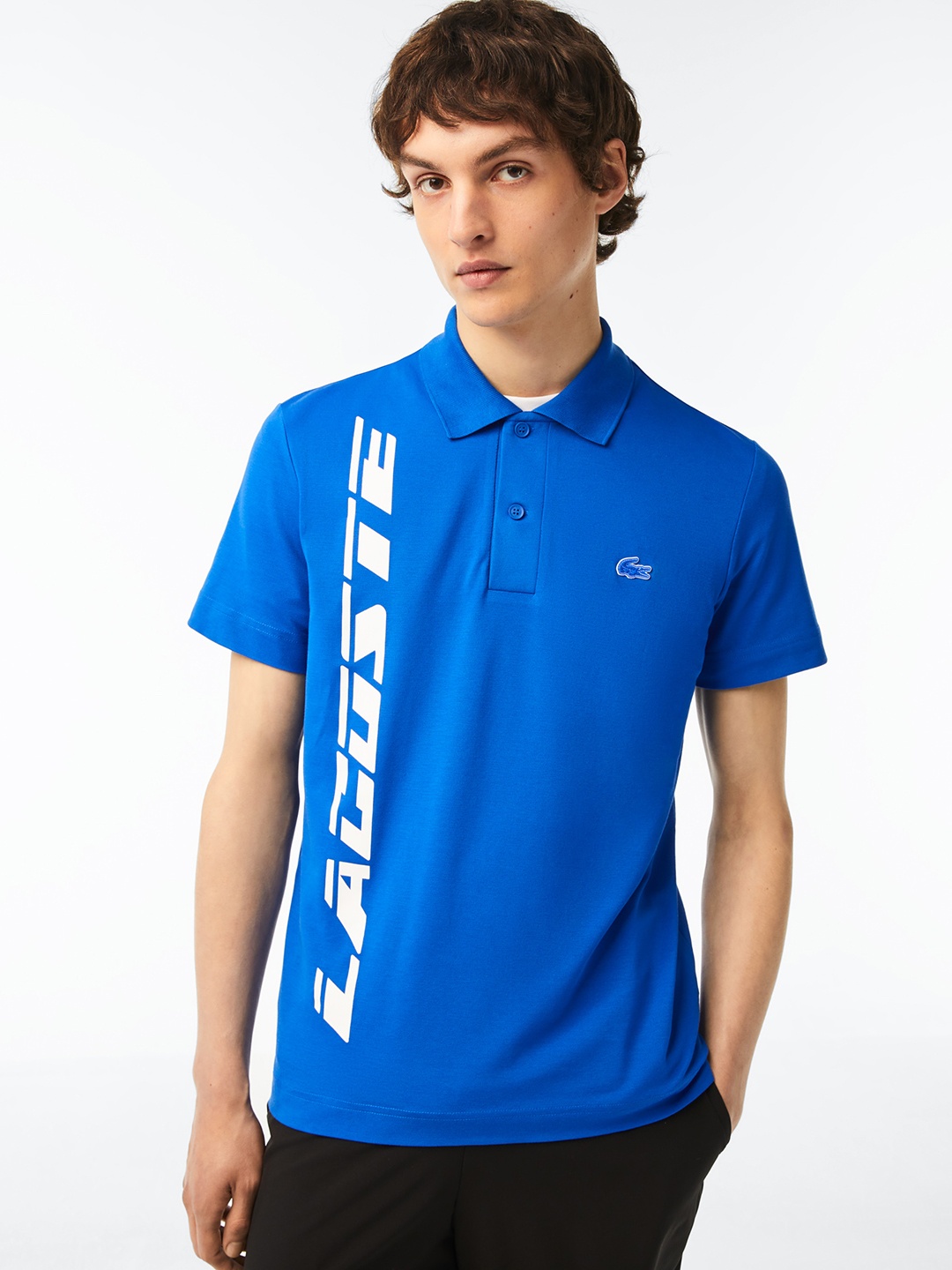 

Lacoste Men Typography Printed Polo Collar T-shirt, Blue