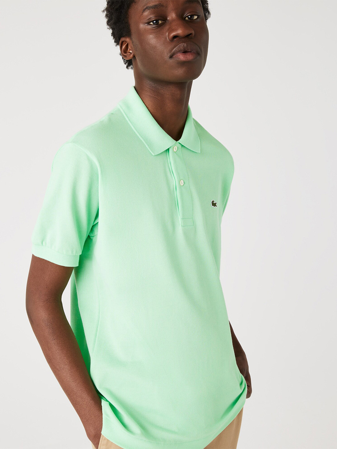 

Lacoste Men Polo Collar Pure Cotton T-shirt, Green