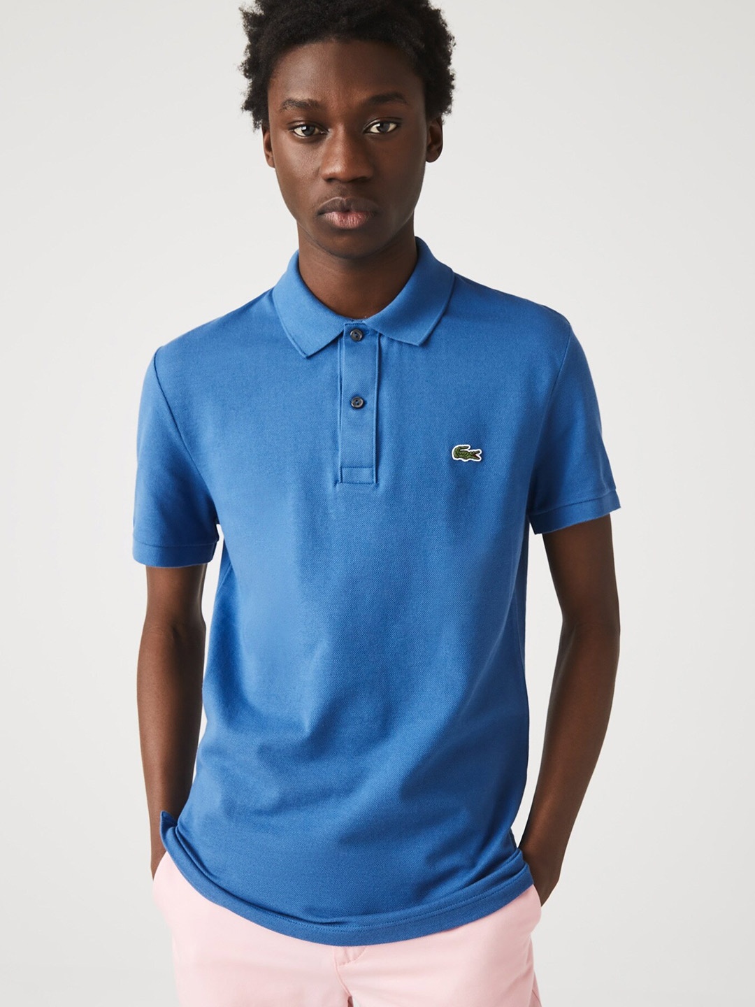 

Lacoste Men Blue Cotton Polo Collar T-shirt