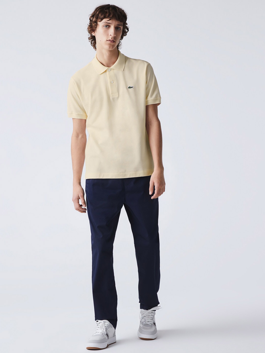 

Lacoste Men White Cotton Polo Collar T-shirt