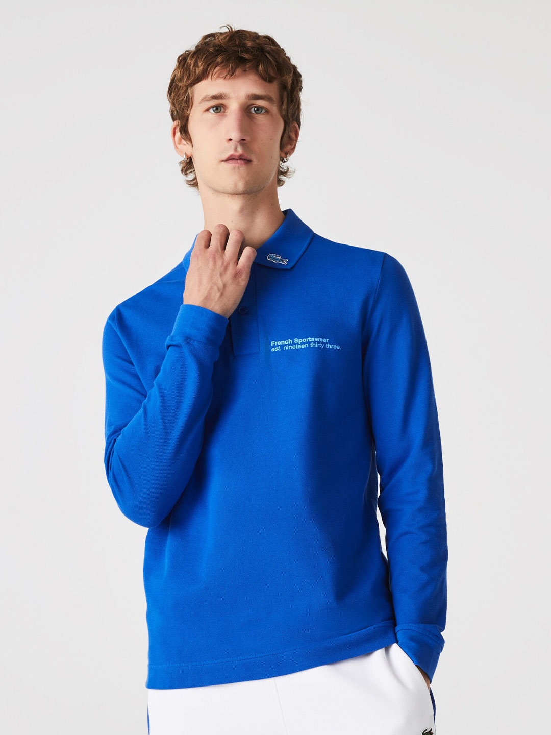 Lacoste Men Blue Cotton Polo Collar T-shirt