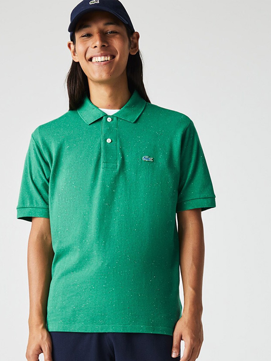 

Lacoste Men Green Cotton Polo Collar T-shirt