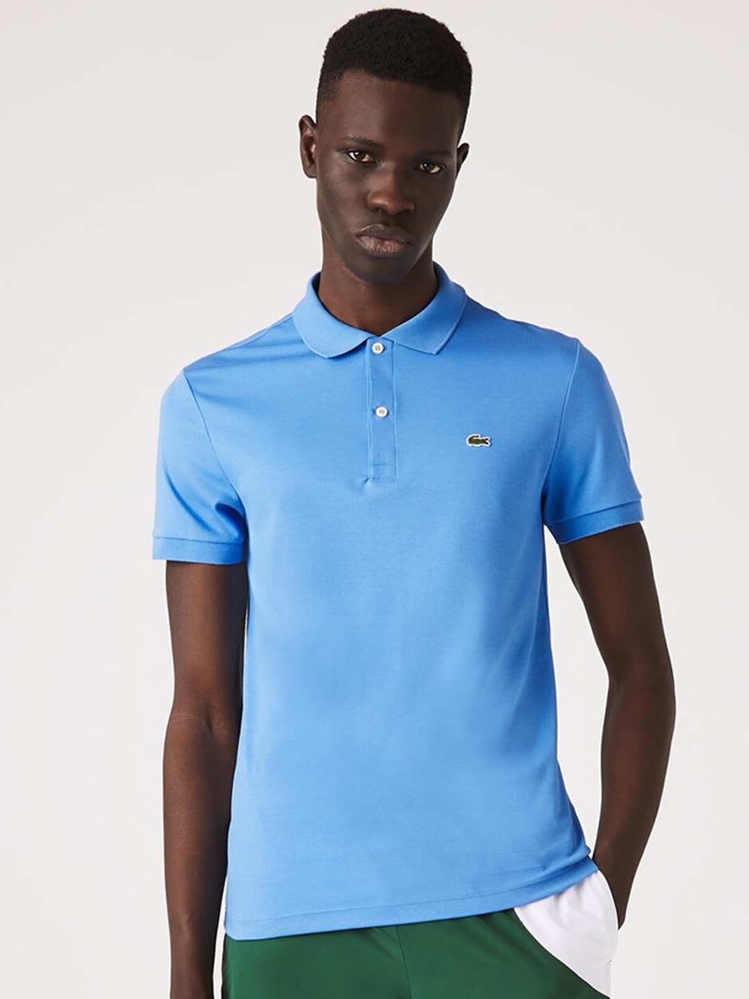

Lacoste Men Blue Cotton Polo Collar T-shirt