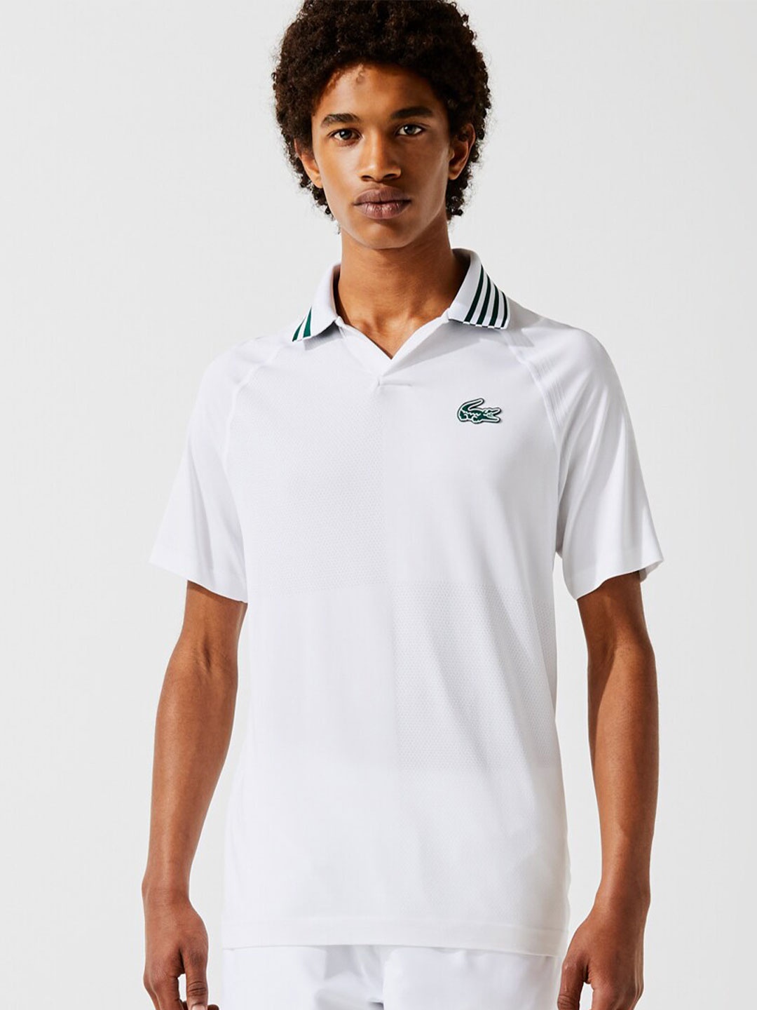 

Lacoste Men White Polo Collar T-shirt