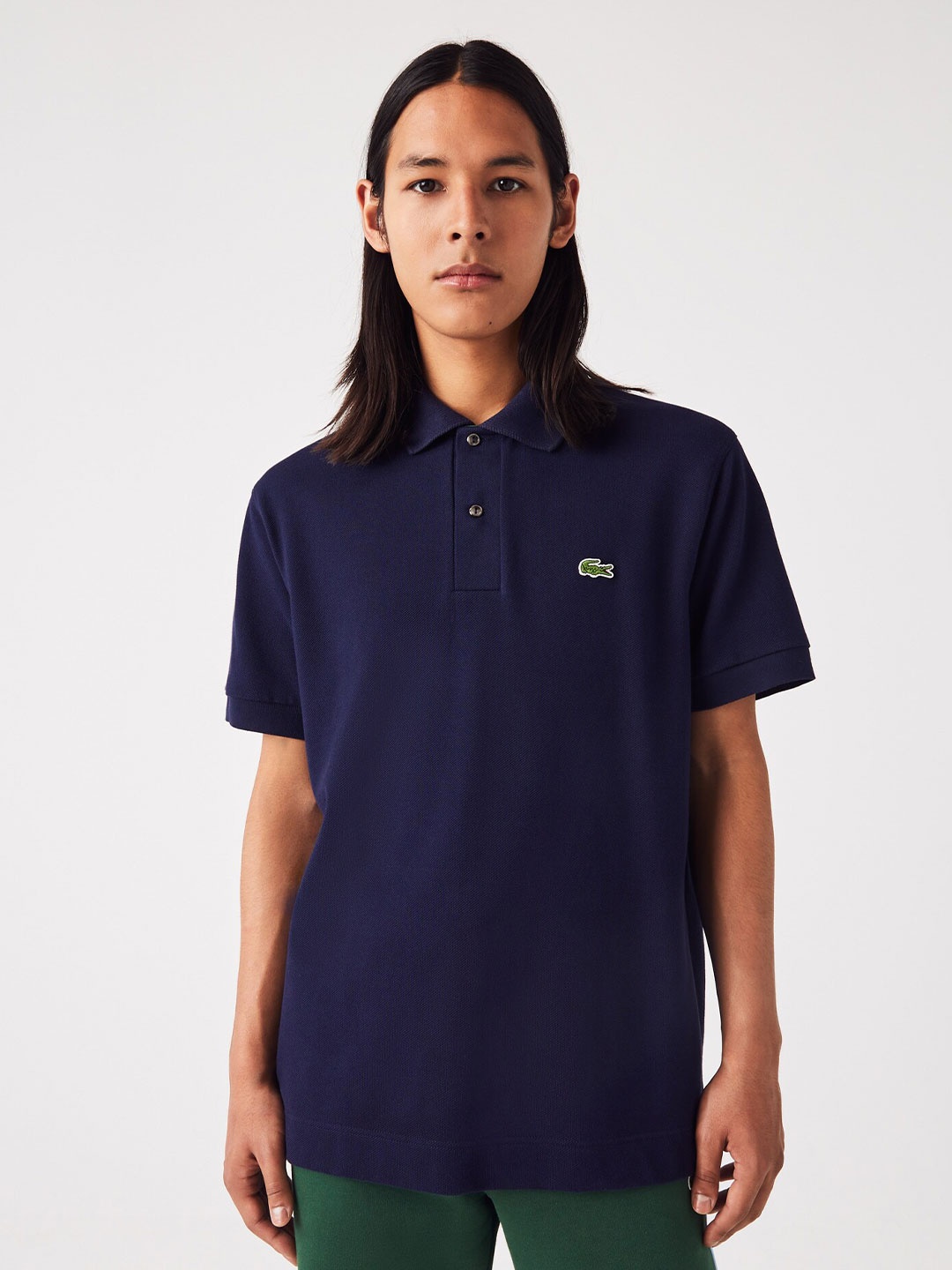 

Lacoste Men Navy Blue Cotton Polo Collar T-shirt