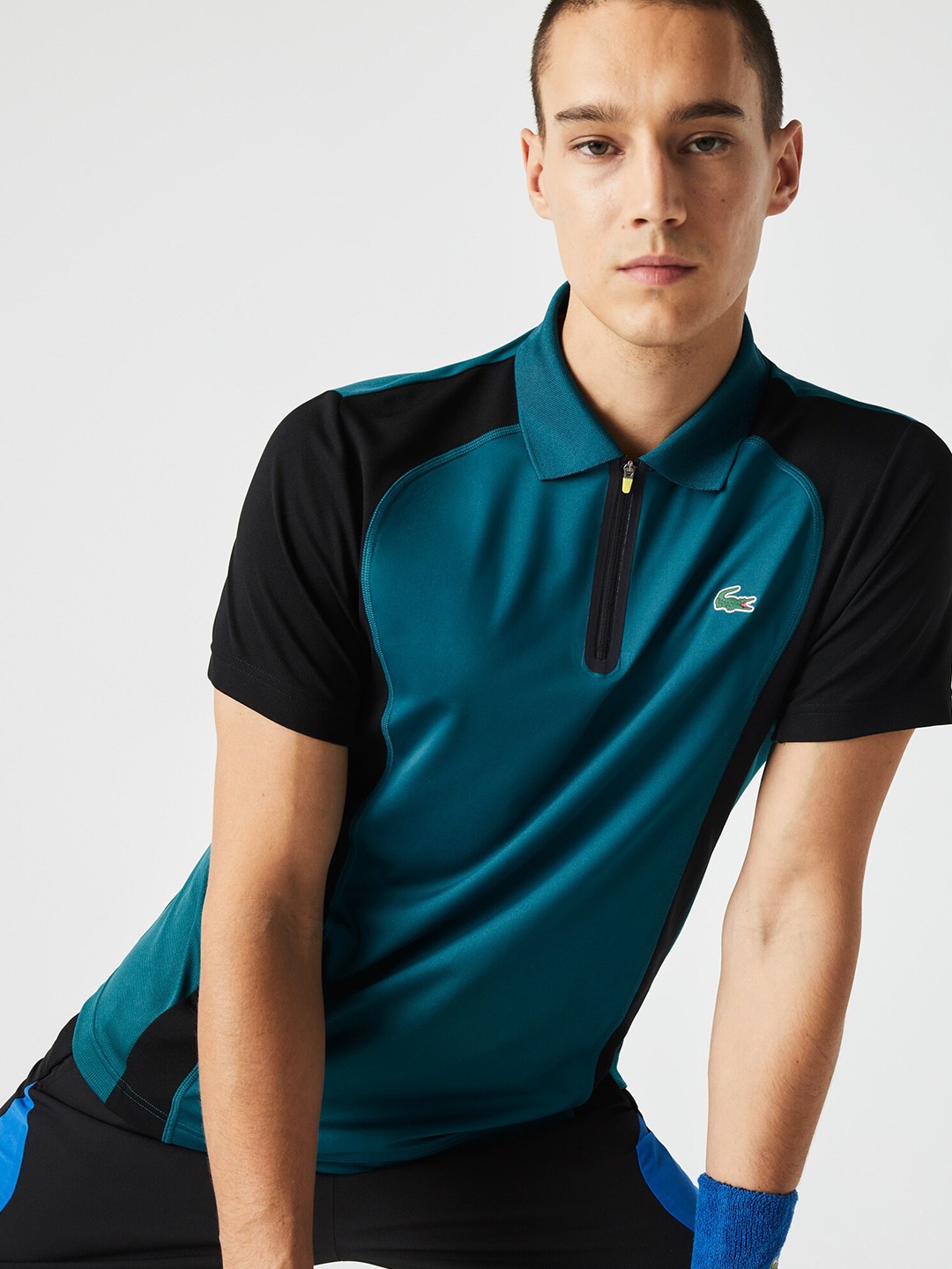 

Lacoste Men Colourblocked Polo Collar T-shirt, Teal