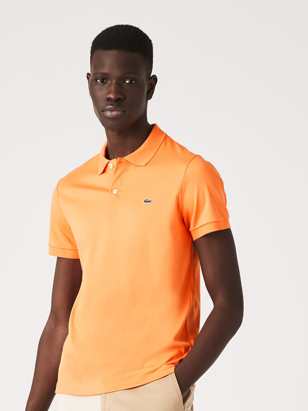 

Lacoste Men Polo Collar Pure Cotton T-shirt, Orange