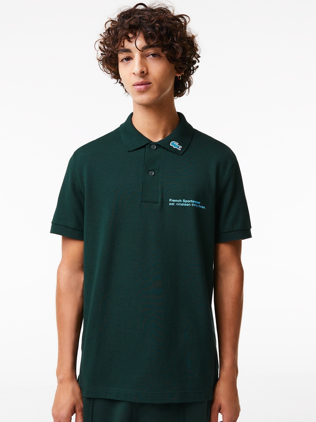 

Lacoste Men Polo Collar Pure Cotton T-shirt, Green