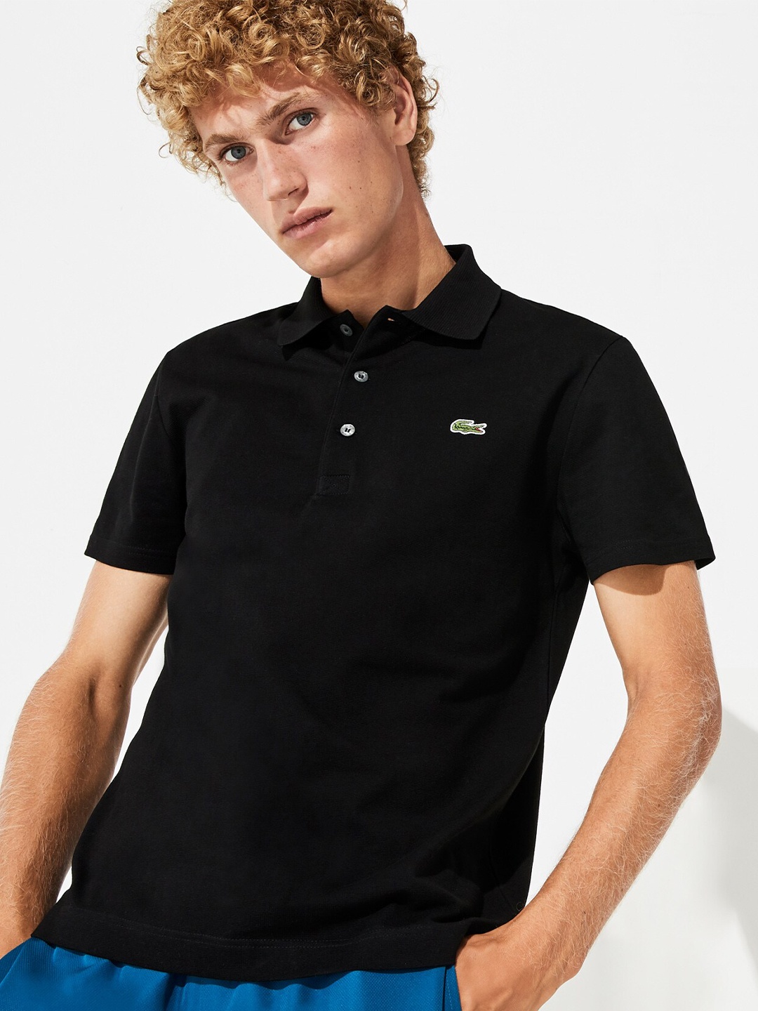 

Lacoste Men Polo Collar Applique Slim Fit T-shirt, Black